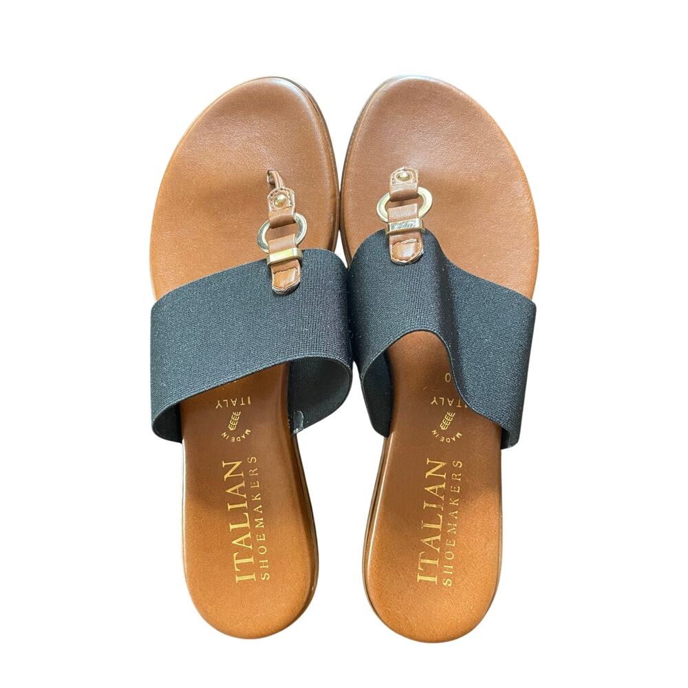 ITALIAN SHOEMAKERS Women’s Black Stretchy Selah Thong Sandal SIZE 9 Narrow